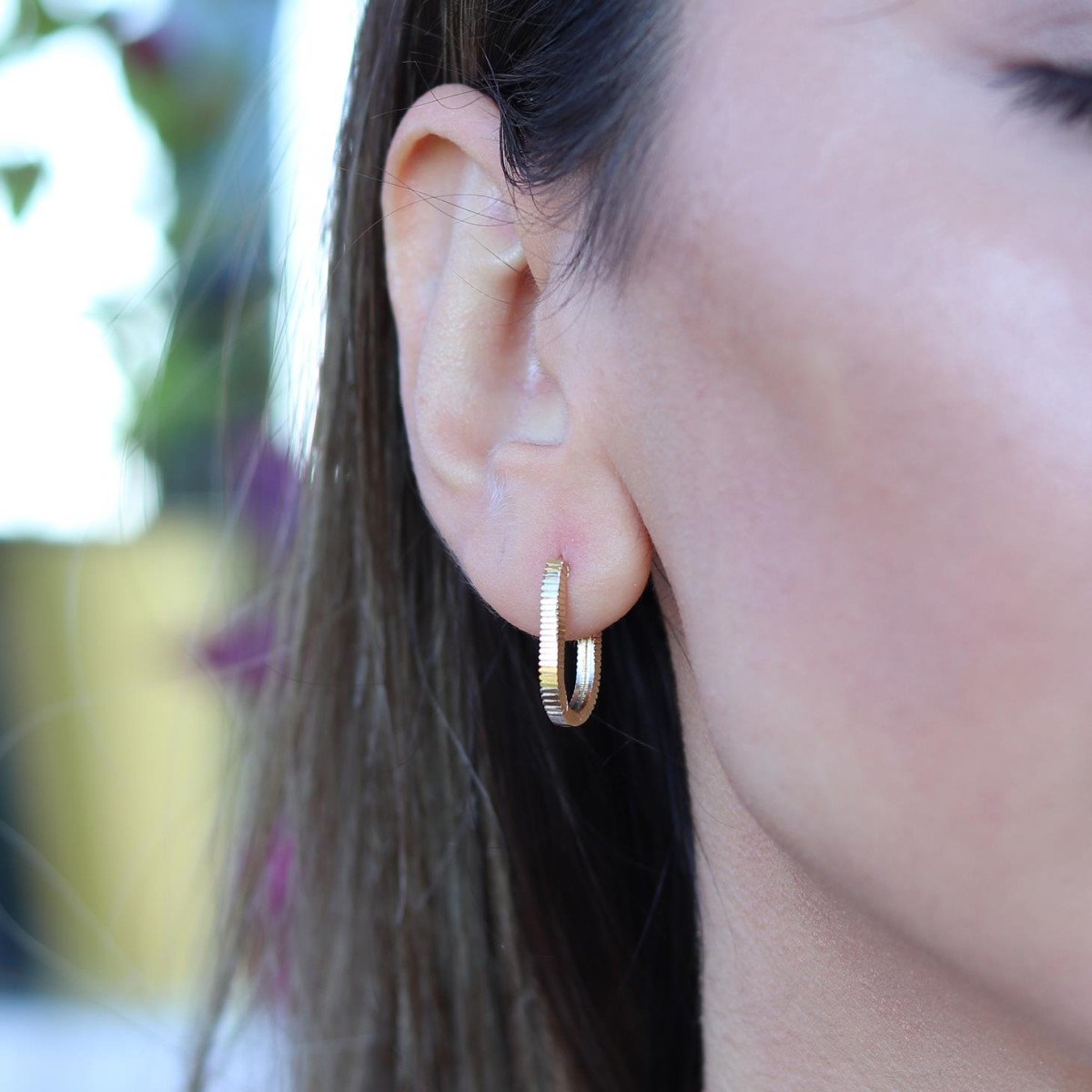 Çizgili Elips Küpe