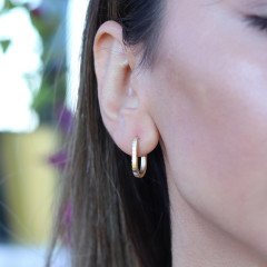 Çizgili Elips Küpe