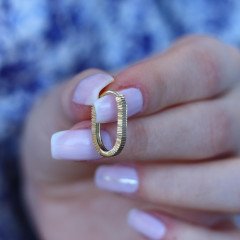 Çizgili Elips Küpe