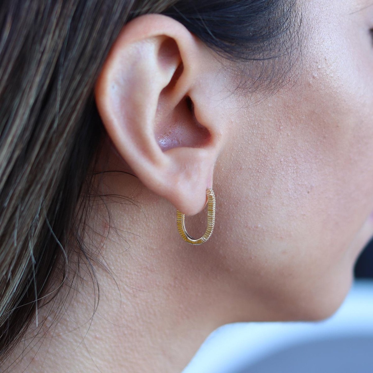 Çizgili Elips Küpe