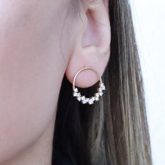 Sıra Taşlı Halka Küpe