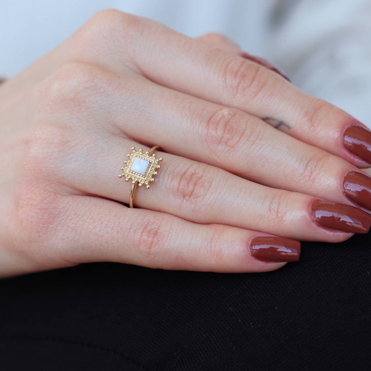Kare Opal Yüzük
