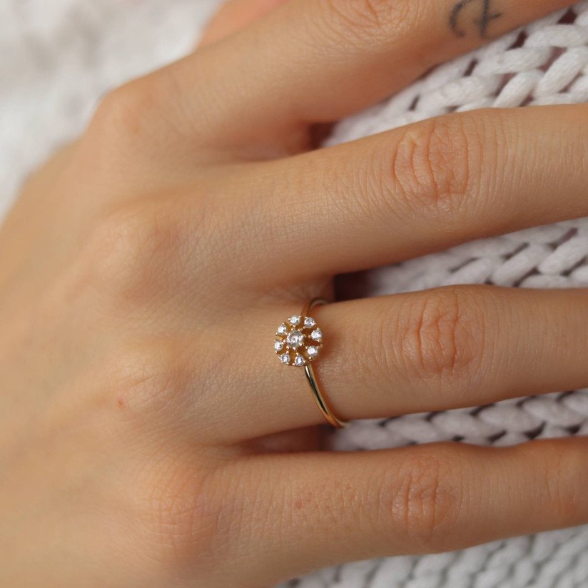 Flower Ring with Stone