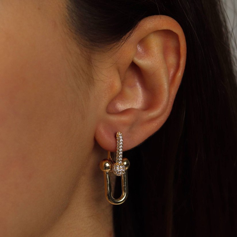 T Earrings with Stone