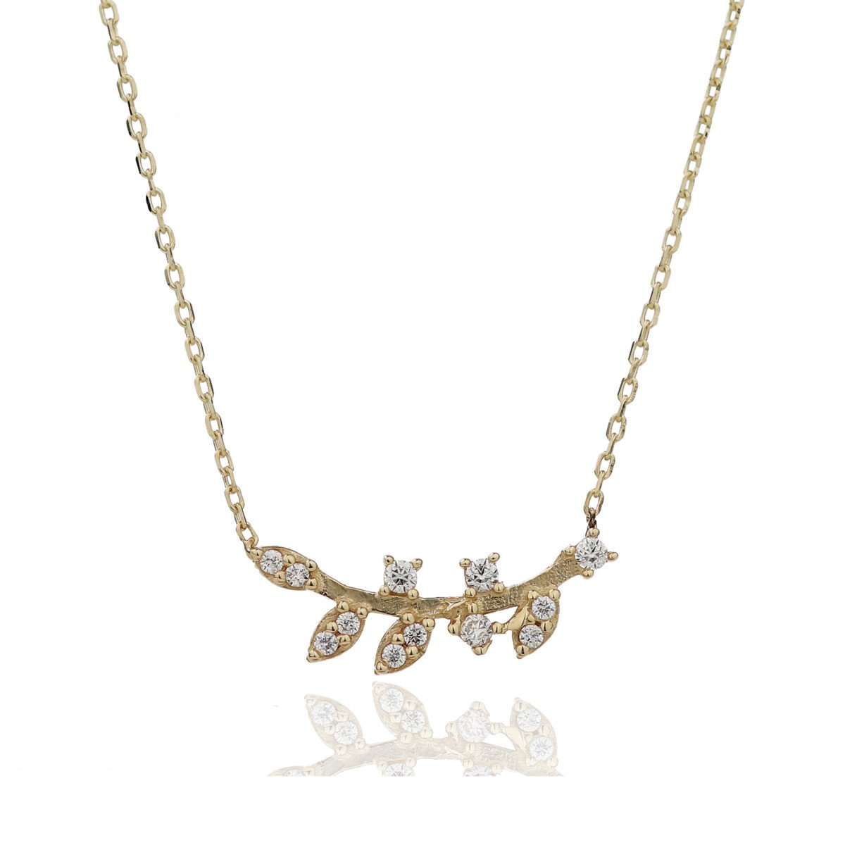 Taşlı Zeytin Dalı Kolye