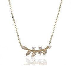 Taşlı Zeytin Dalı Kolye