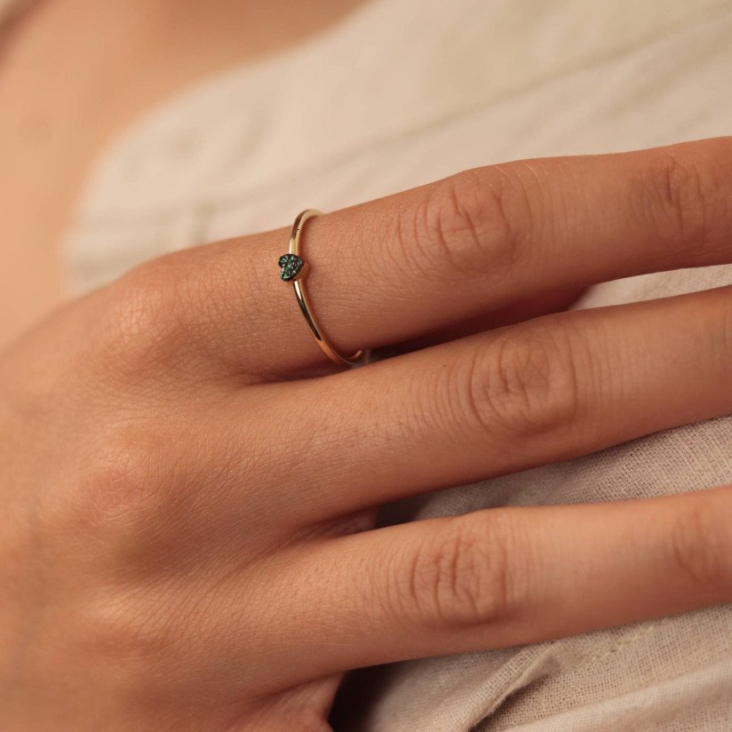 Mini Green Heart Ring