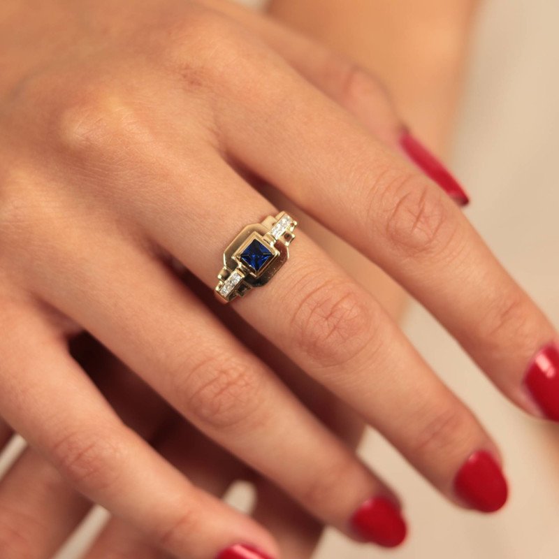 Navy Blue Stone Knight Ring
