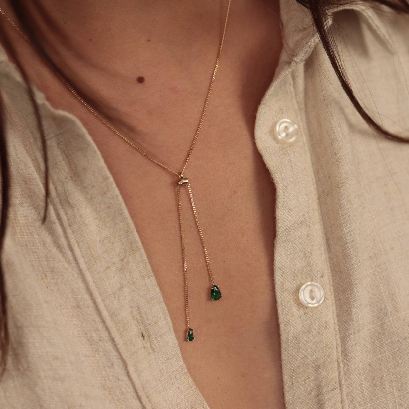 Double Green Drop Necklace