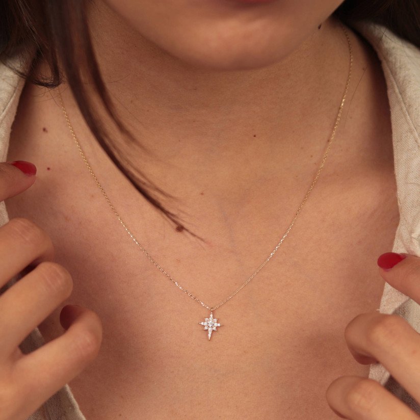North Star Necklace with Stone