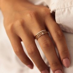 Mini Taşlı Trio Yüzük