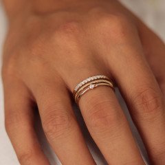 Mini Taşlı Trio Yüzük