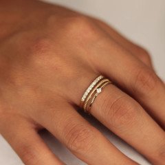 Mini Taşlı Trio Yüzük