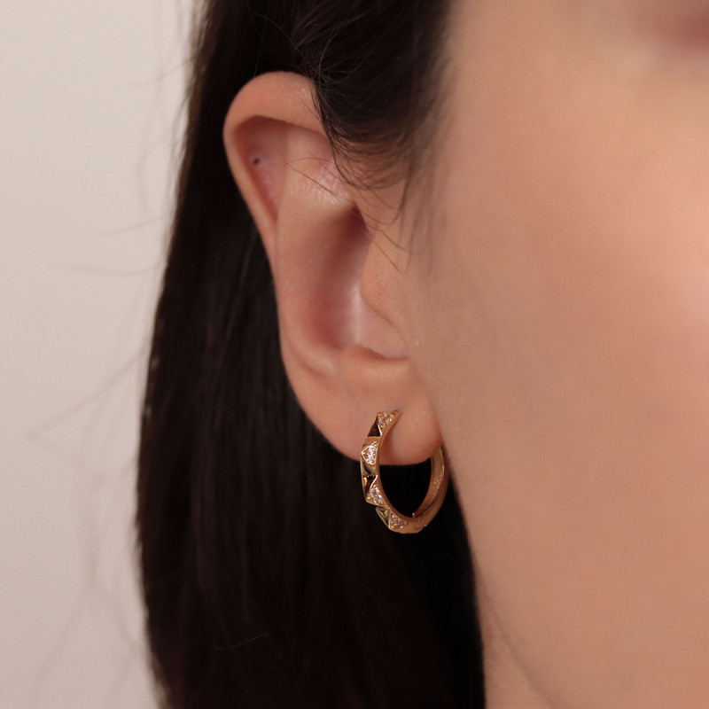 Taşlı Prizma Halka Küpe