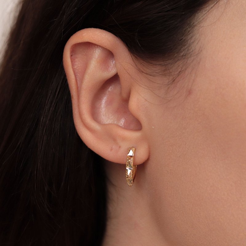 Taşlı Prizma Halka Küpe