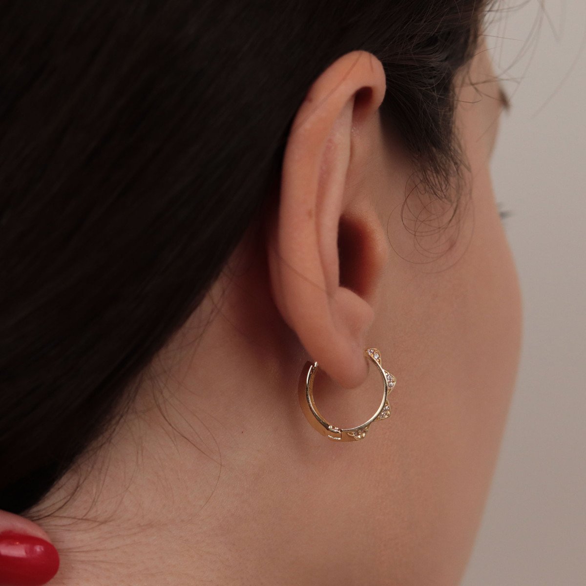 Taşlı Prizma Halka Küpe