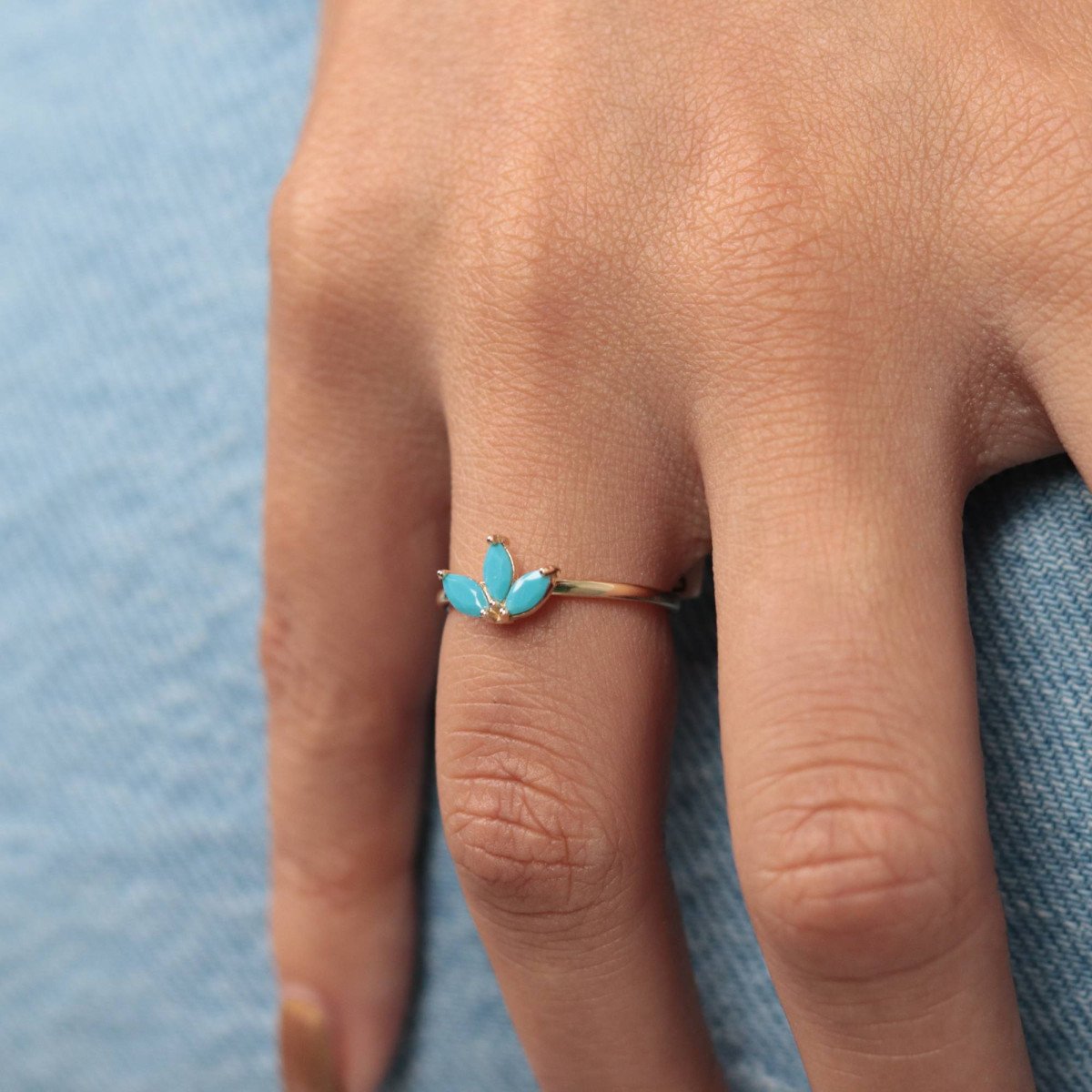 Firuze Lotus Yüzük