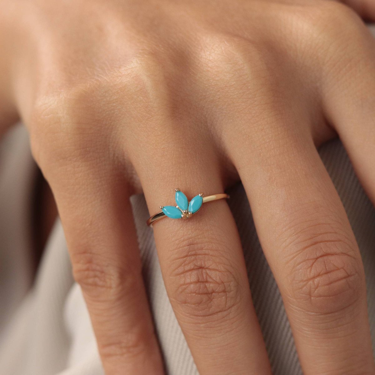 Firuze Lotus Yüzük