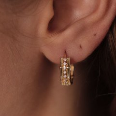 Taşlı Kemik Halka Küpe