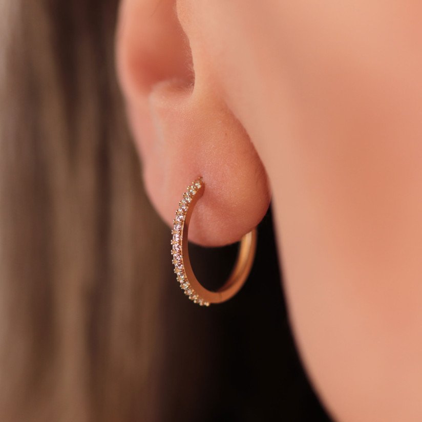 Rhinestone Hoop Earrings L