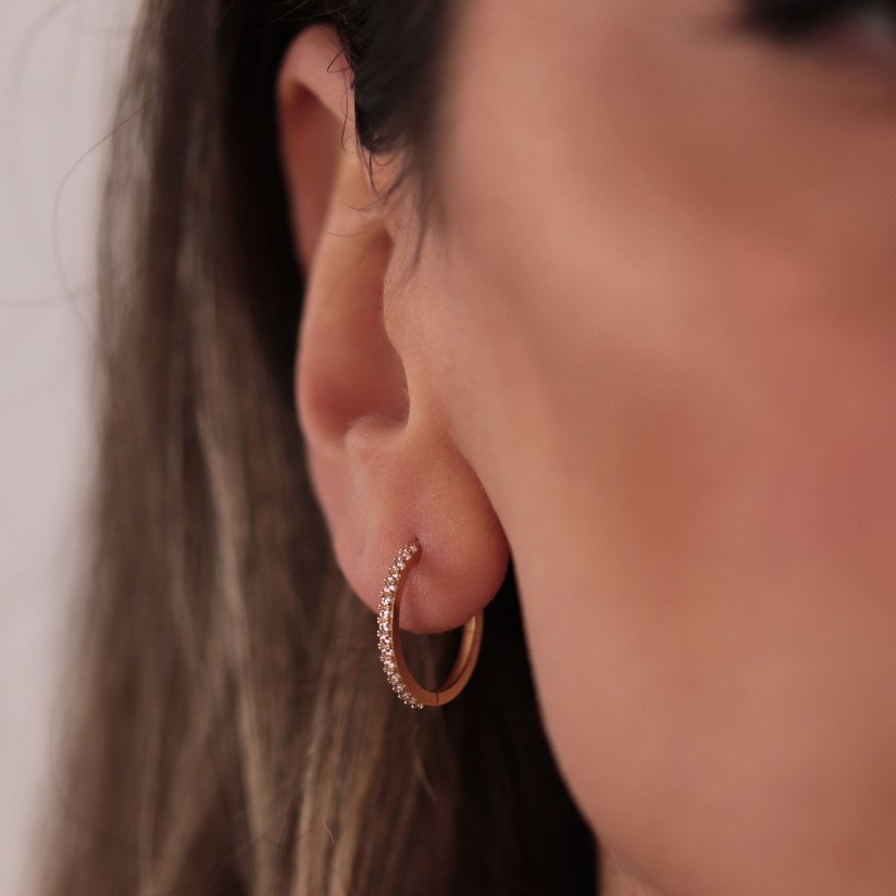 Rhinestone Hoop Earrings L