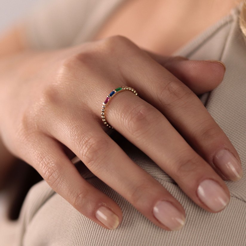 Colorful Baguette Ring
