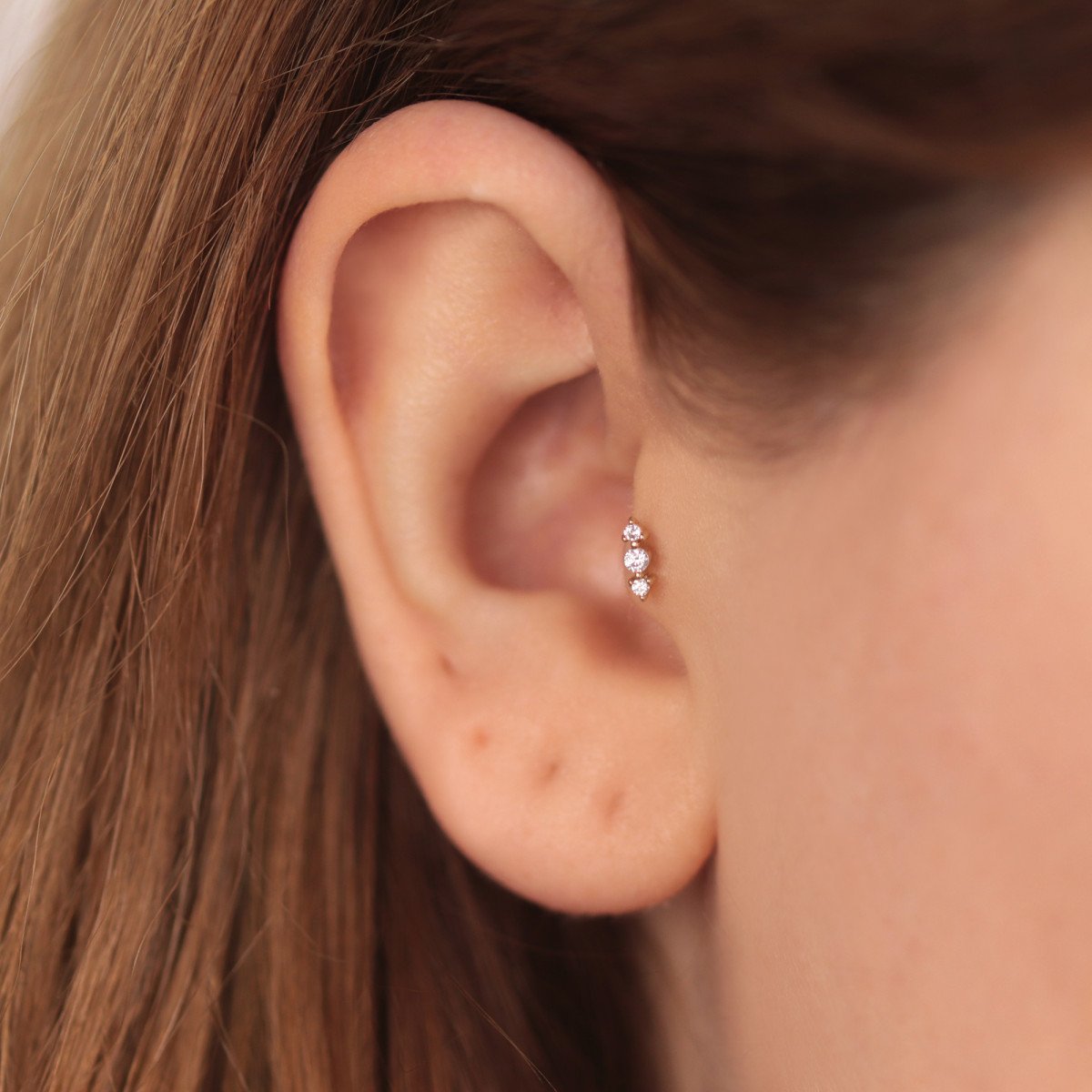 Geometrik Üç Taş Piercing