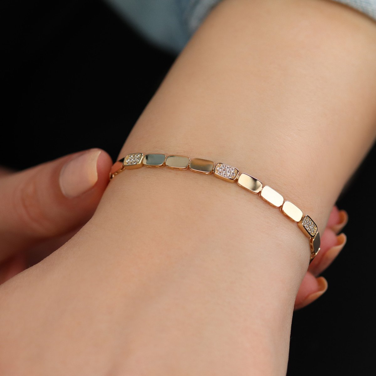 Sıra Taşlı Pul Bileklik