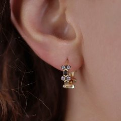 Taşlı Petek Halka Küpe 