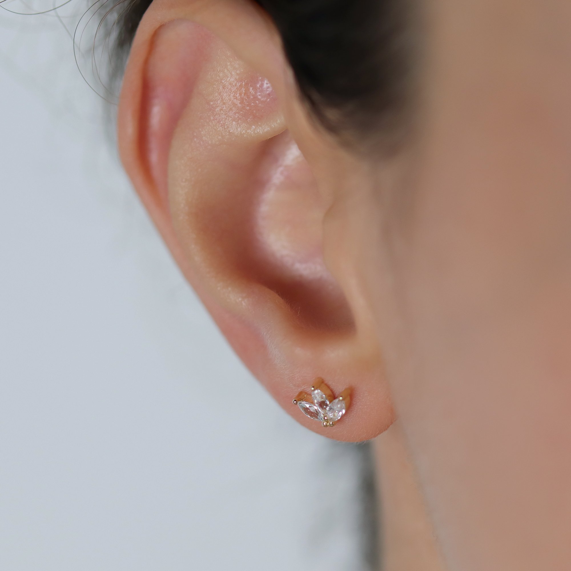 Stone-set Lotus Earrings