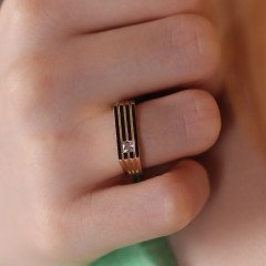 Taşlı Çizgili Yüzük