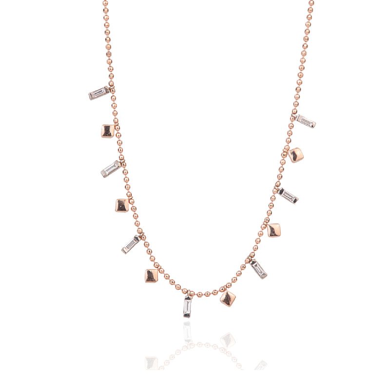 Sequined Baguette Diamond Necklace