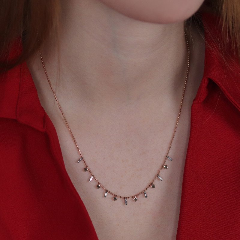 Sequined Baguette Diamond Necklace
