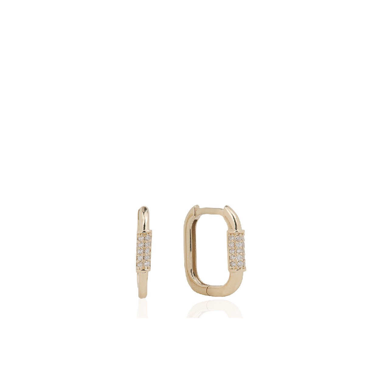 Taşlı Elips Pırlanta Küpe