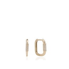 Taşlı Elips Pırlanta Küpe