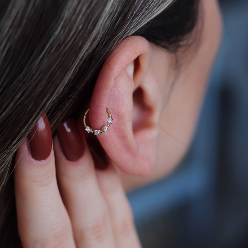 Sıra Taşlı Halka Piercing