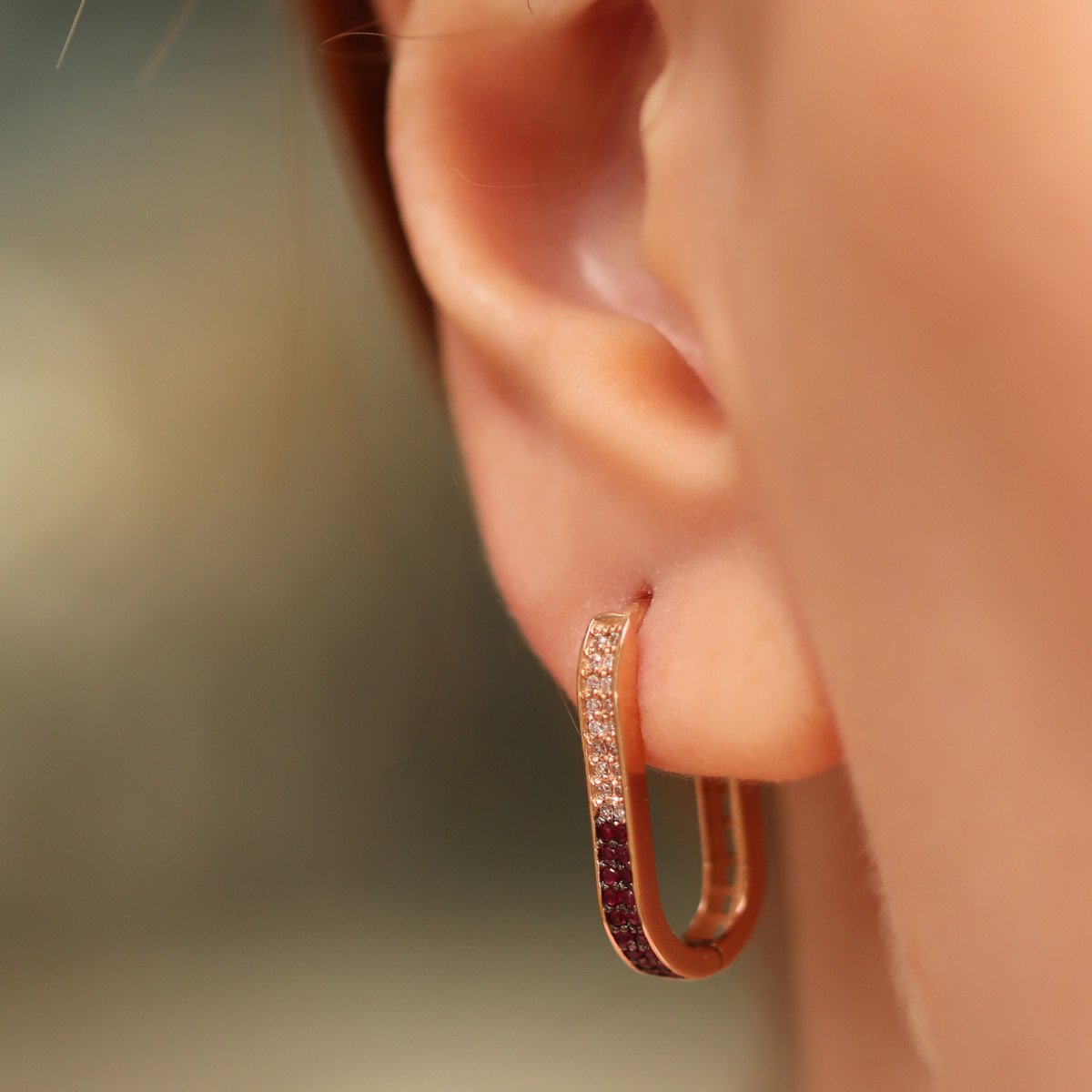 Elips Pırlanta Küpe