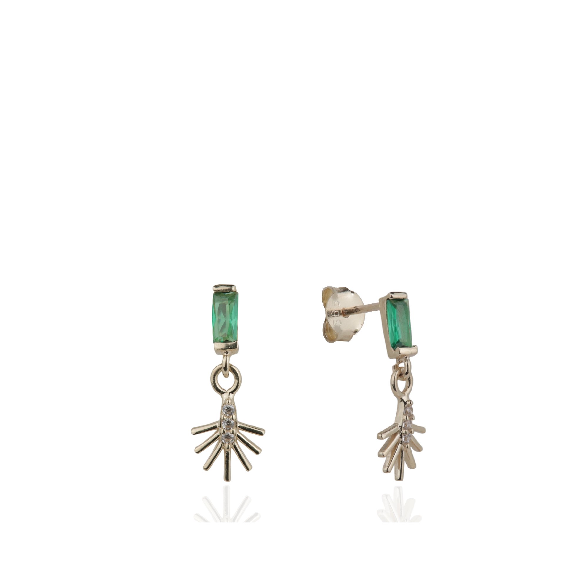 Green Baguette Stone-set Earrings