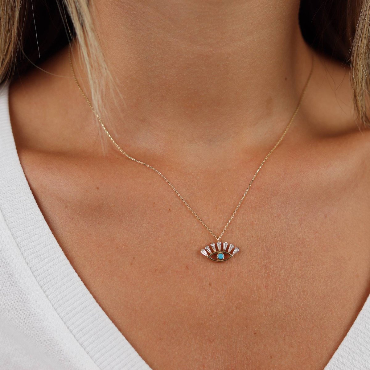 Taşlı Kirpik Kolye