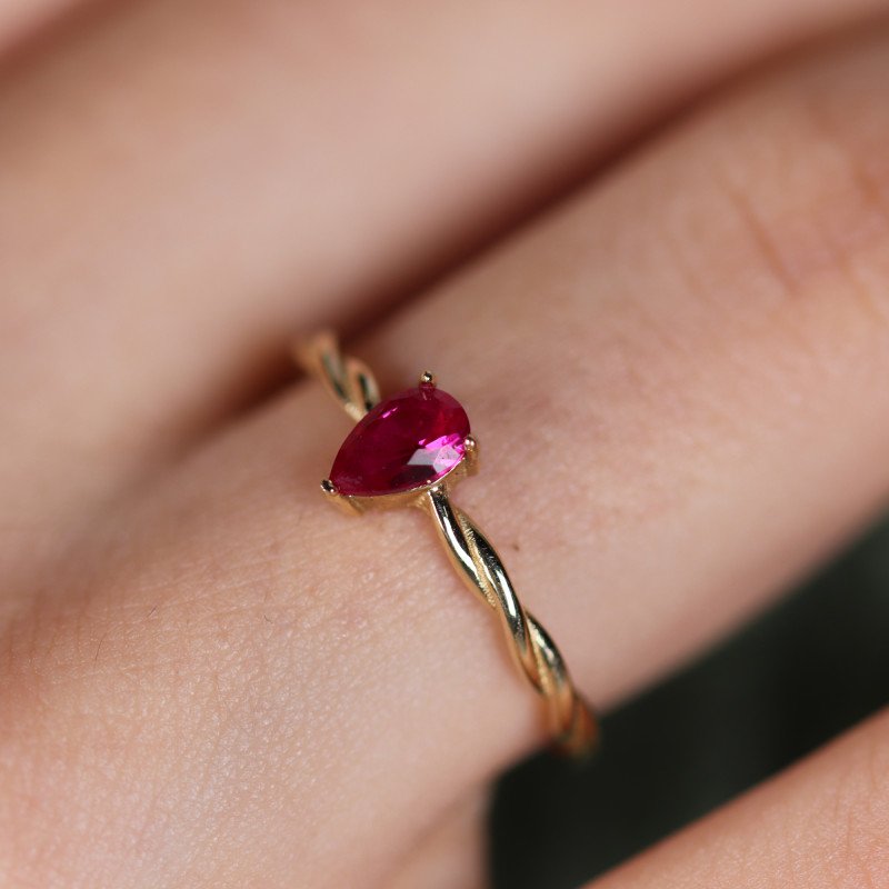 Pink Stone Auger Ring