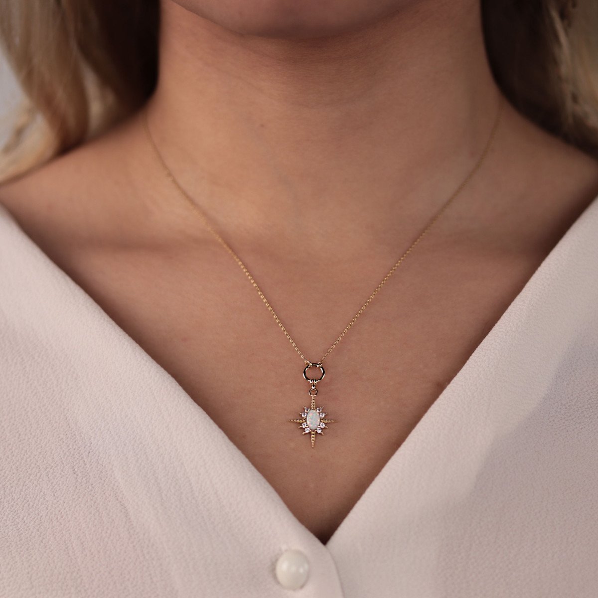 Opal Kuzey Yıldızı Kolye