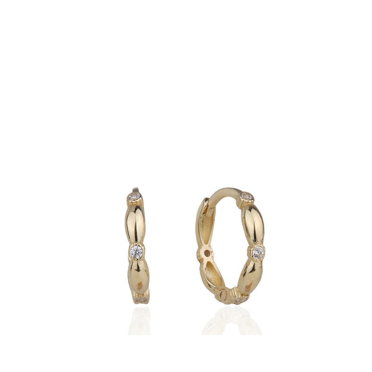 Mini Taşlı Halka Küpe