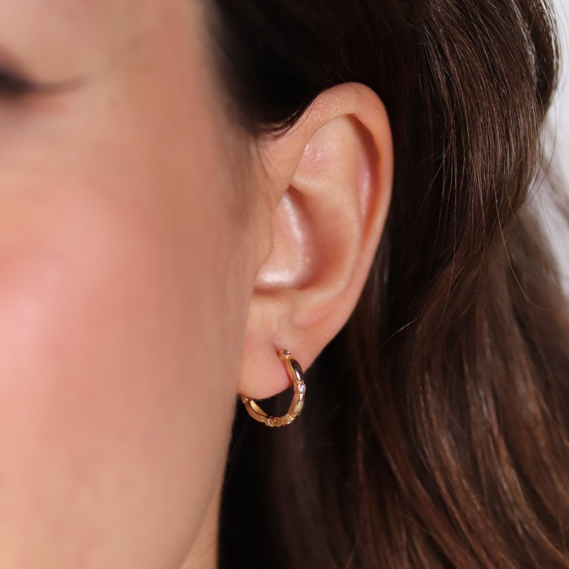 Mini Taşlı Halka Küpe