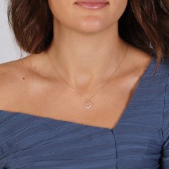 Yarı Taşlı Daire Kolye