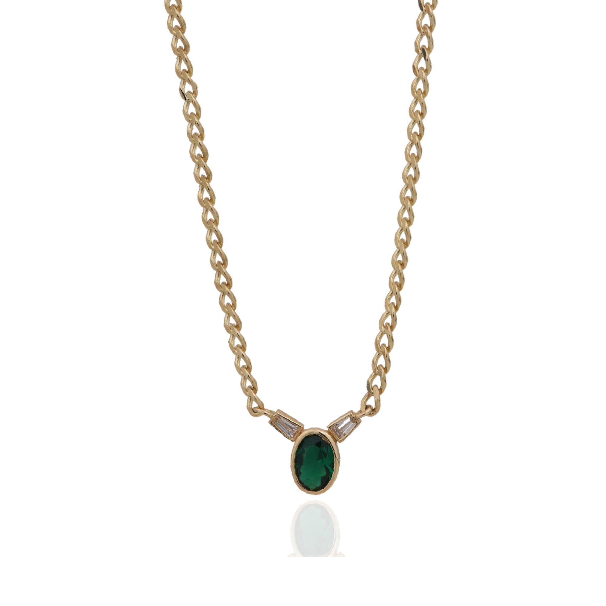 Green Stone-set Gourmette Necklace