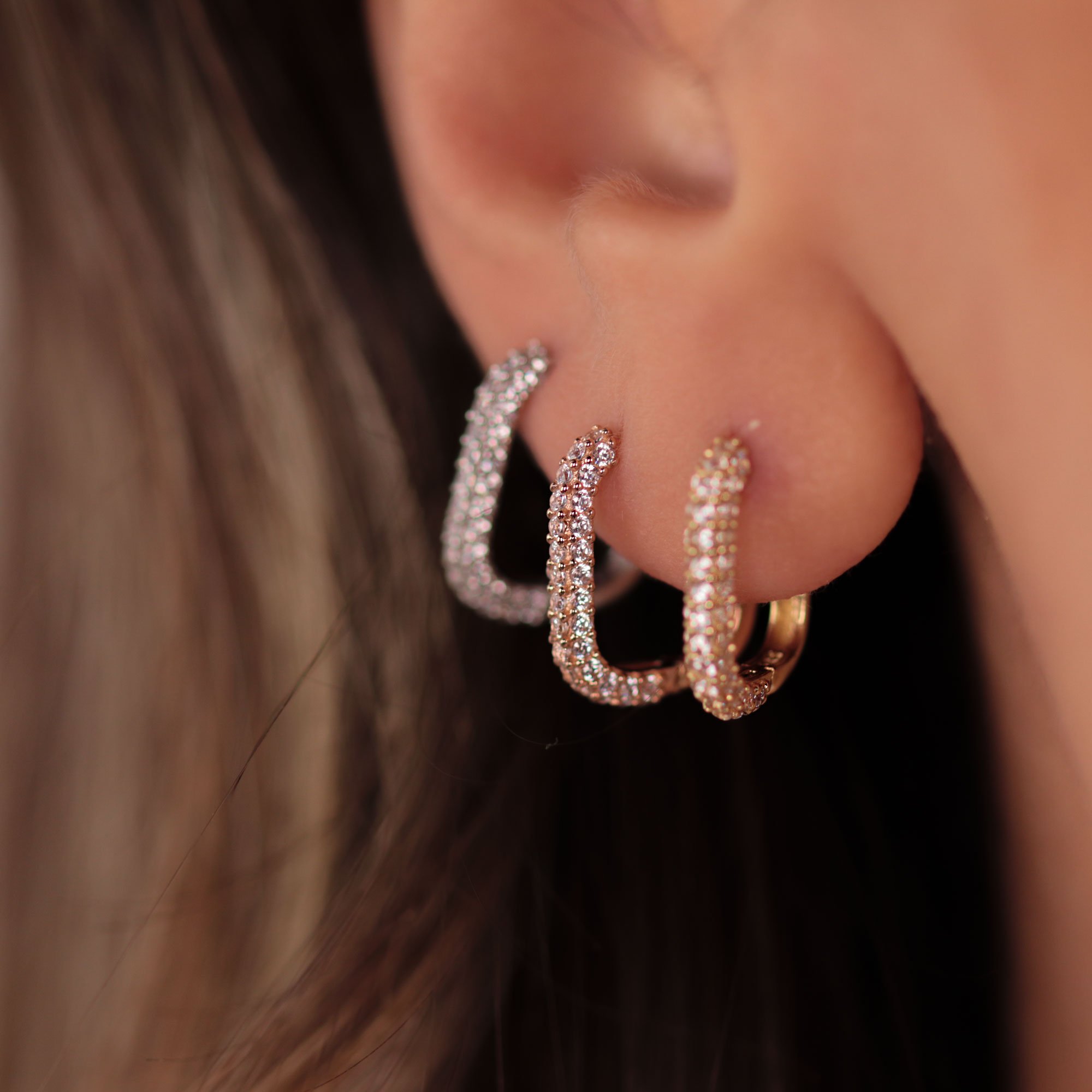 Stone-set Elips Earrings