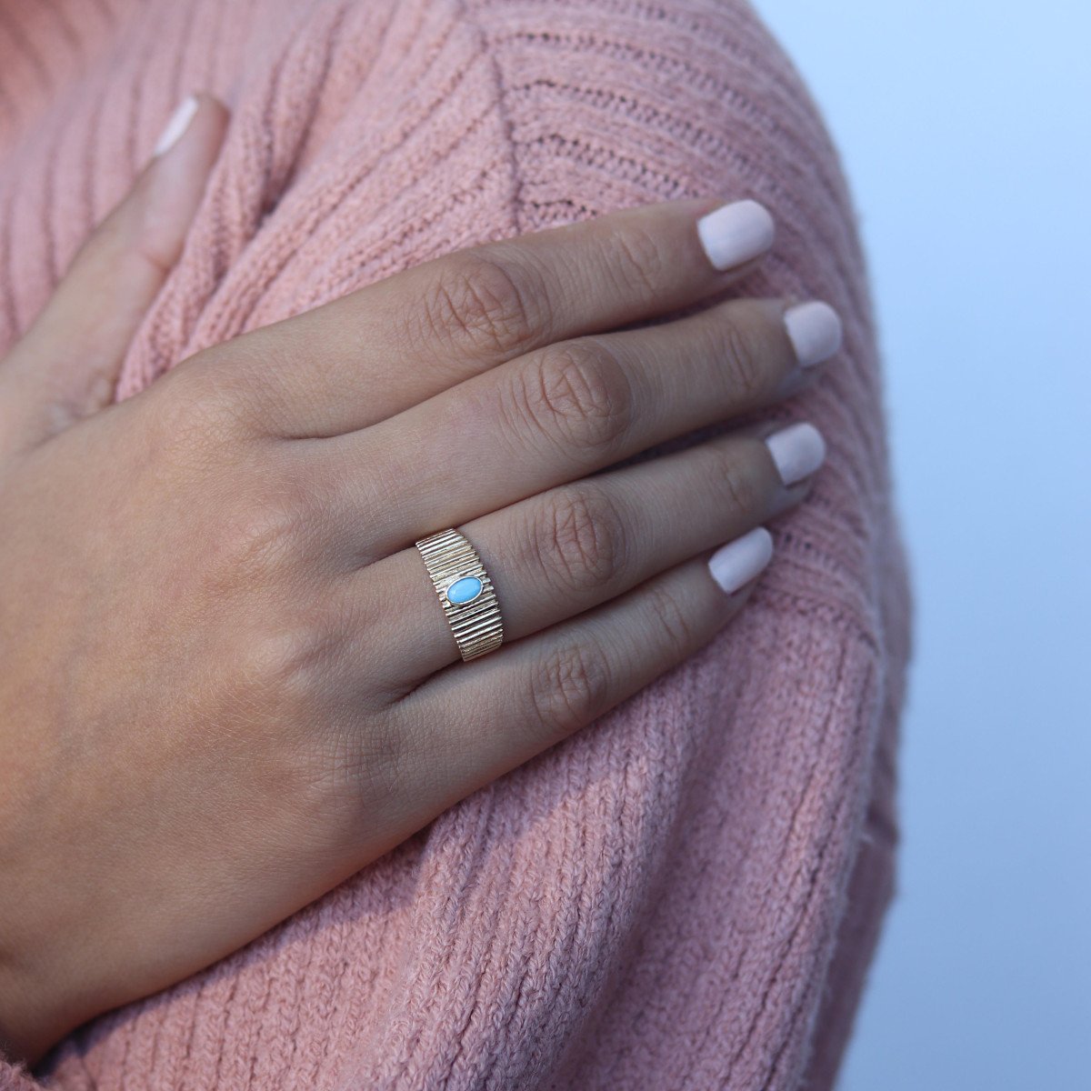 Mavi Taşlı Retro Yüzük