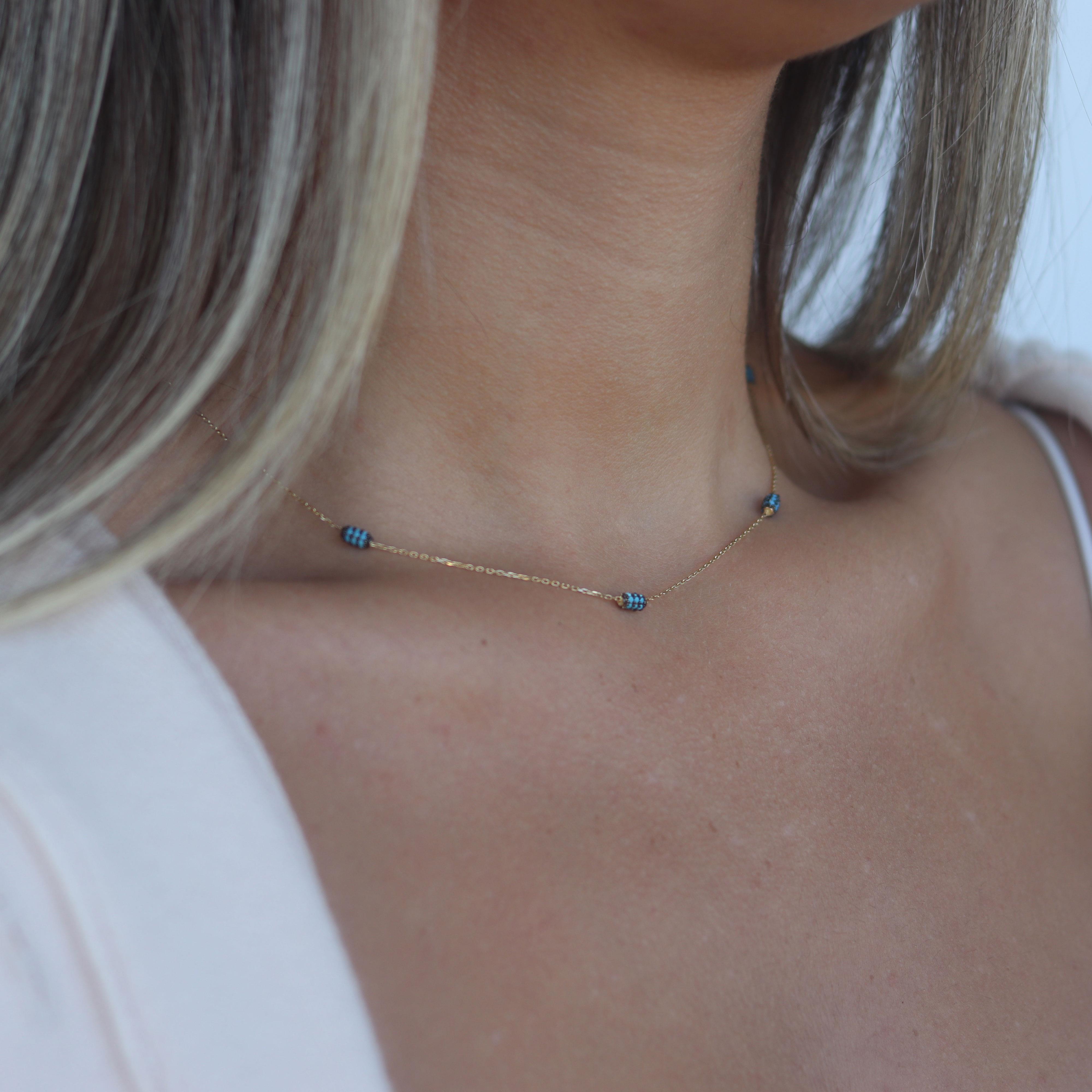 Row Turquoise Necklace