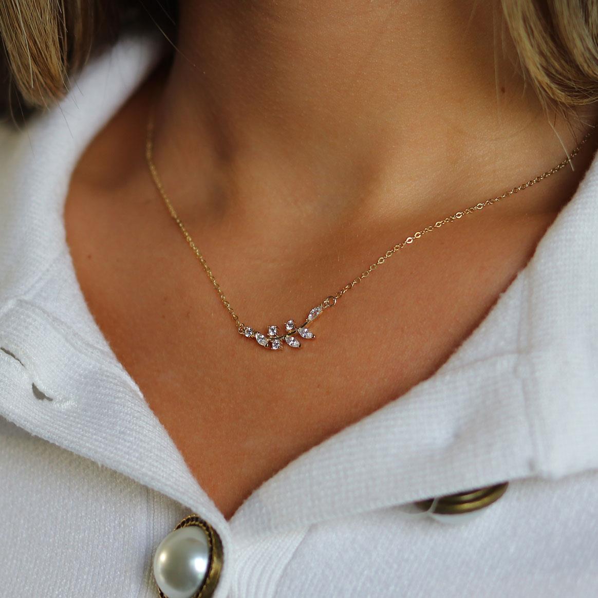 Stone-set Wheat Ear Necklace