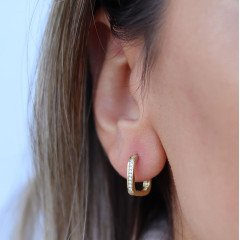 Kare Taşlı Halka Küpe